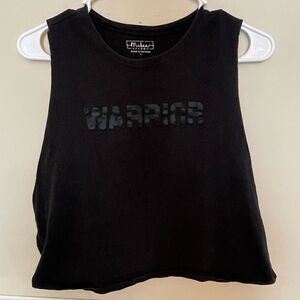 Miken Flow Womens Black Warrior Crop Top Muscle Tee Size Large Activewear Fitnes